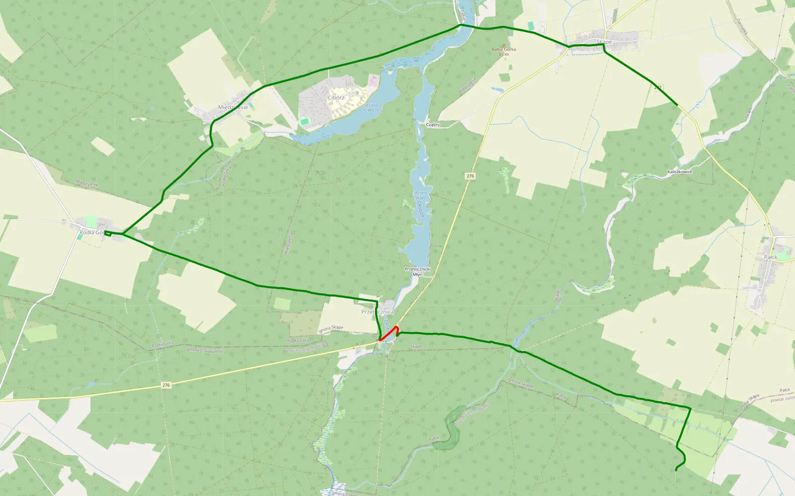 Map of Brzezie - Kaliszkowice - 10.1 km offroad trail, Świebodzin County