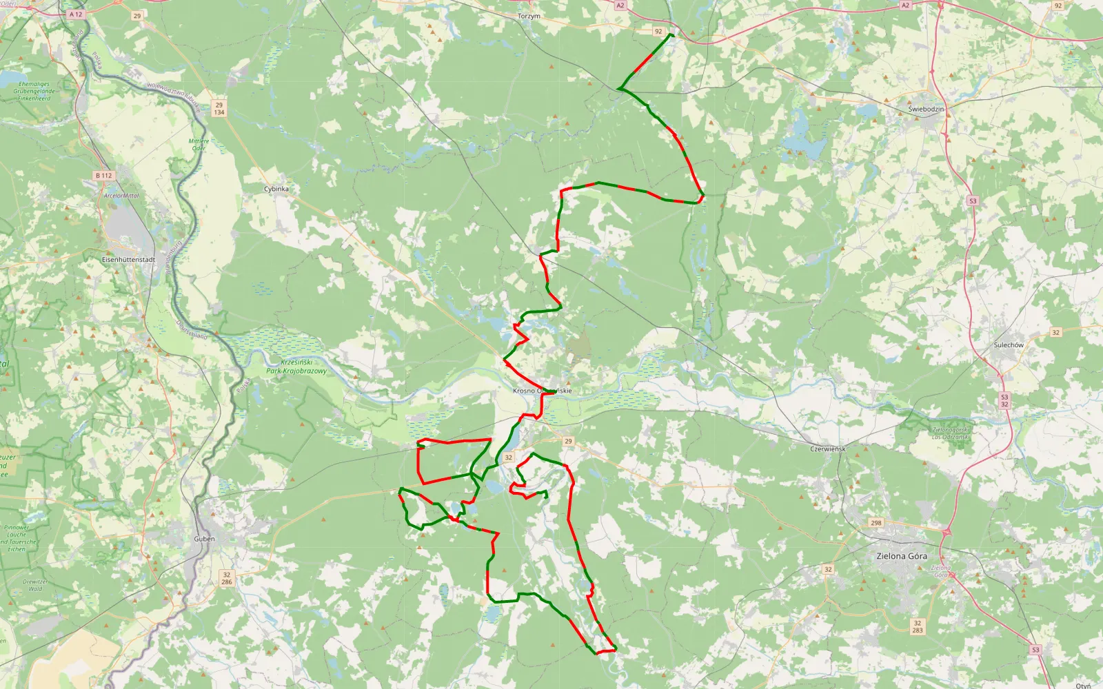 Map of Jours 3 matin - 147.3 km offroad trail, Krosno Odrzańskie County