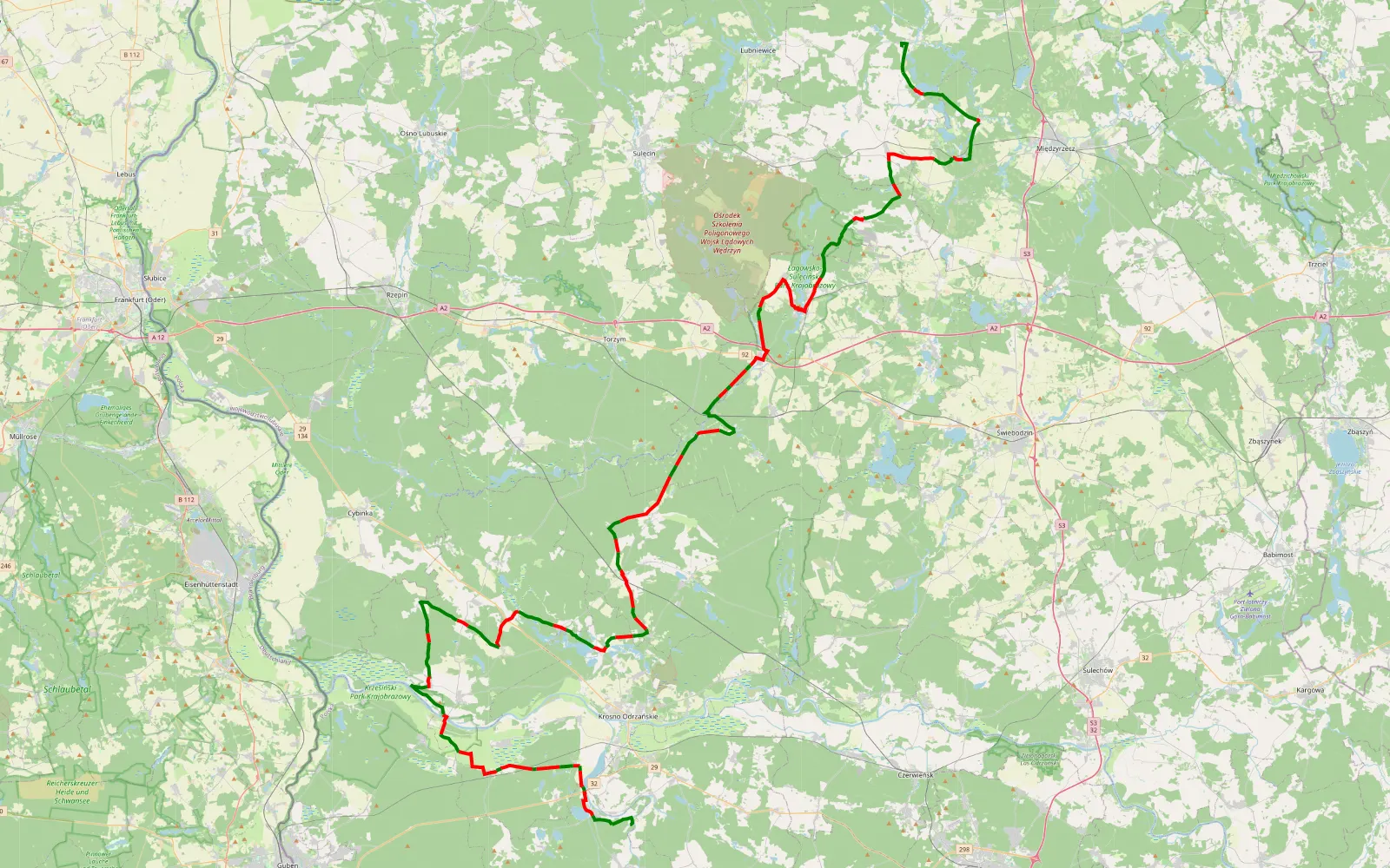 Map of MC Queen Jours 2 Matin - 131.2 km offroad trail, Krosno Odrzańskie County