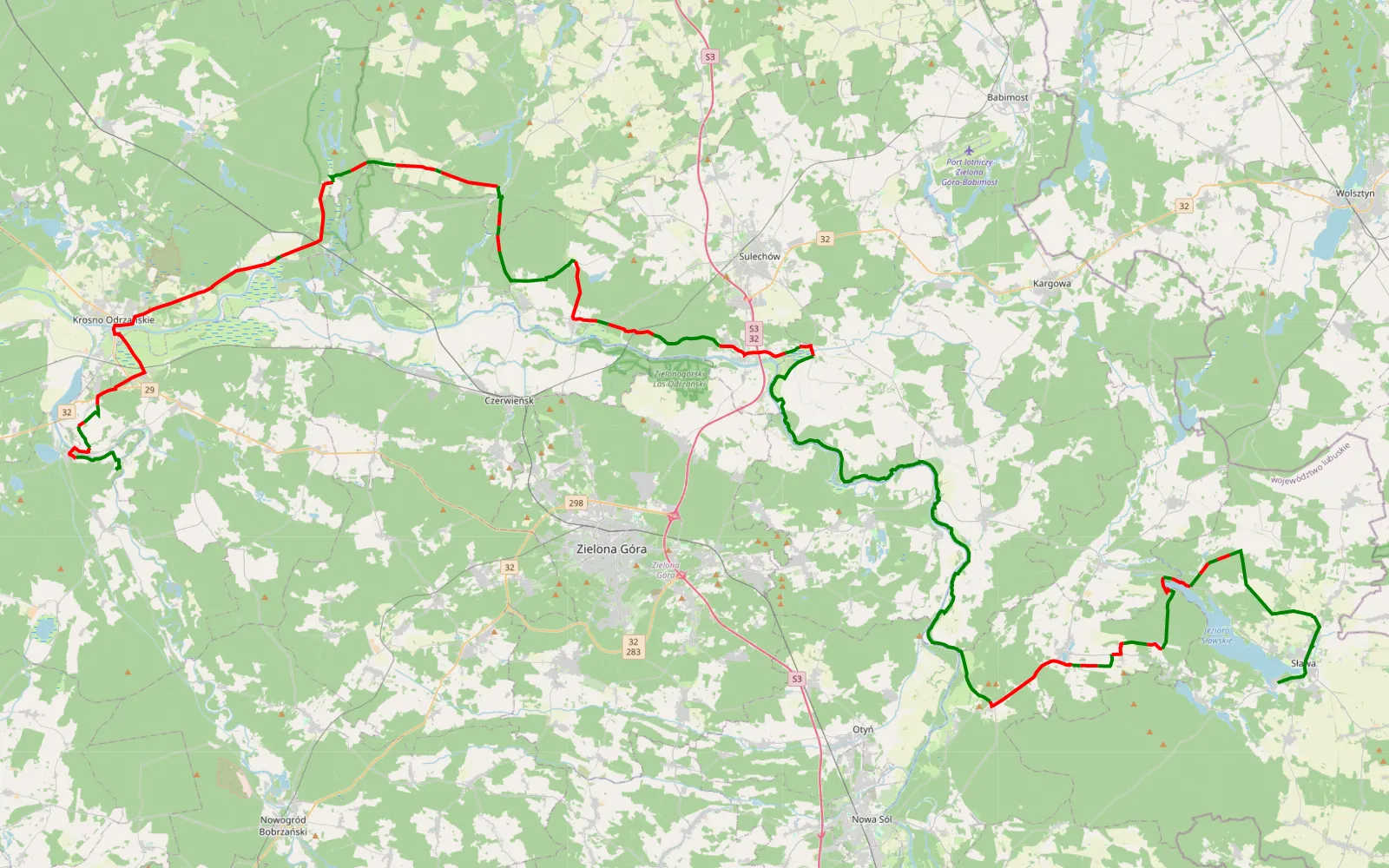 Map of MC Queen Jour 1 Matin - 129.2 km offroad trail, Zielona Góra County