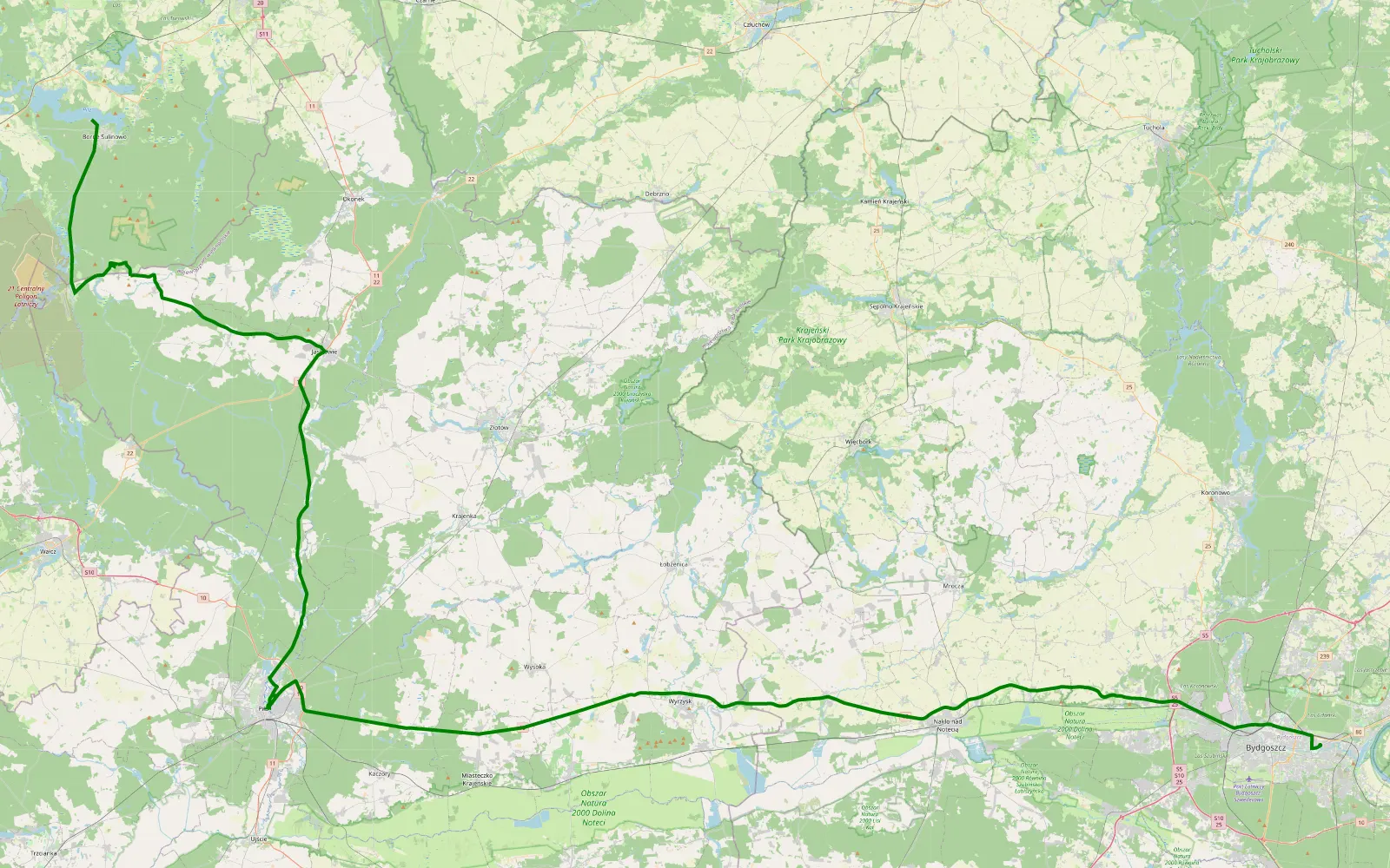 Map of Bydgoszcz Wschód - Dąbrowica - 5.2 km offroad trail, Szczecinek County