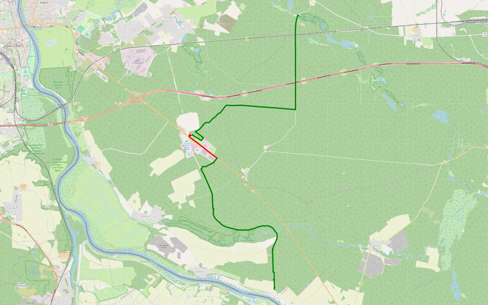 Map of Była linia kolejowa nr.386 Urad -Słubice - 14.4 km offroad trail, Słubice County