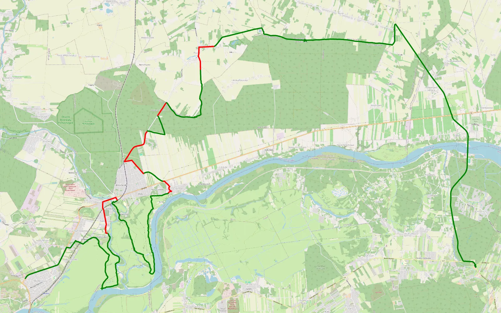 Mapa trasy Trasa Jeep 05.03.2022 - 32.5 km trasy offroad, Powiat Nowodworski