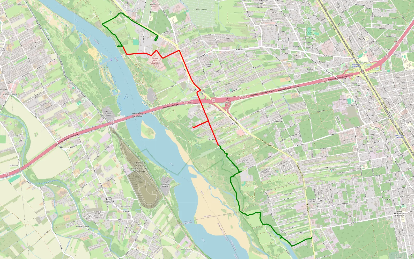 Map of Wisła - Wawer - 8.7 km offroad trail, Warsaw