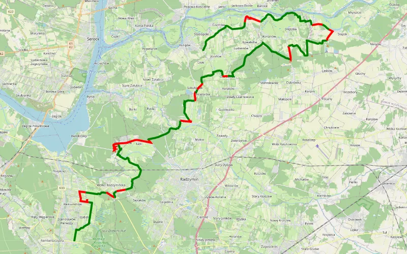 Białołęka - rz. Czarna - fort Beniaminów - bród na Rządzy - rz. Bug