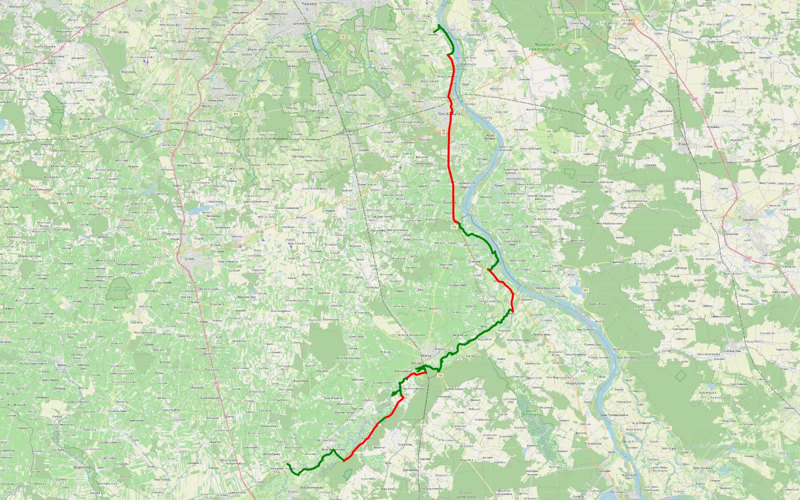 Map of Wisła i Pilica - 71.1 km offroad trail, Grójec County