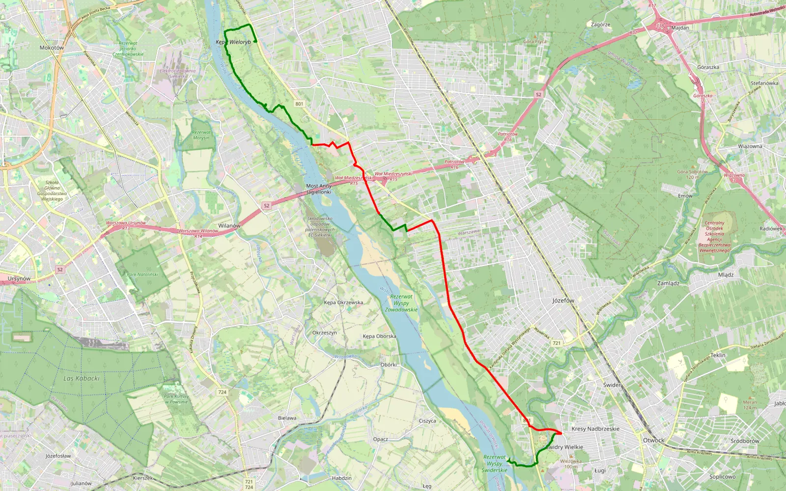 Map of Praska Wisła - wyjątkowe widoki - 19.2 km offroad trail, Warsaw