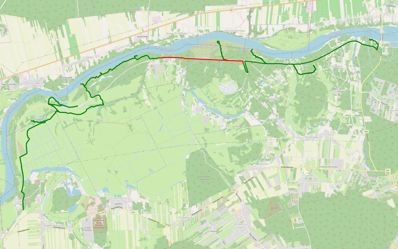 Mapa trasy Trasa offroad 20.7 km, Powiat Legionowski - 20.7 km trasy offroad, Powiat Legionowski