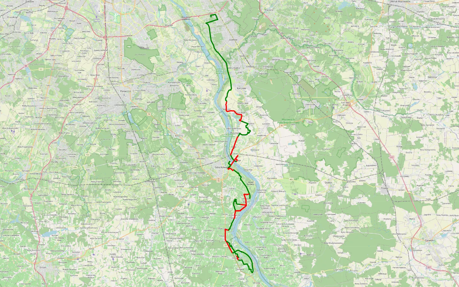 Map of Po tarnine - 57 km offroad trail, Piaseczno County