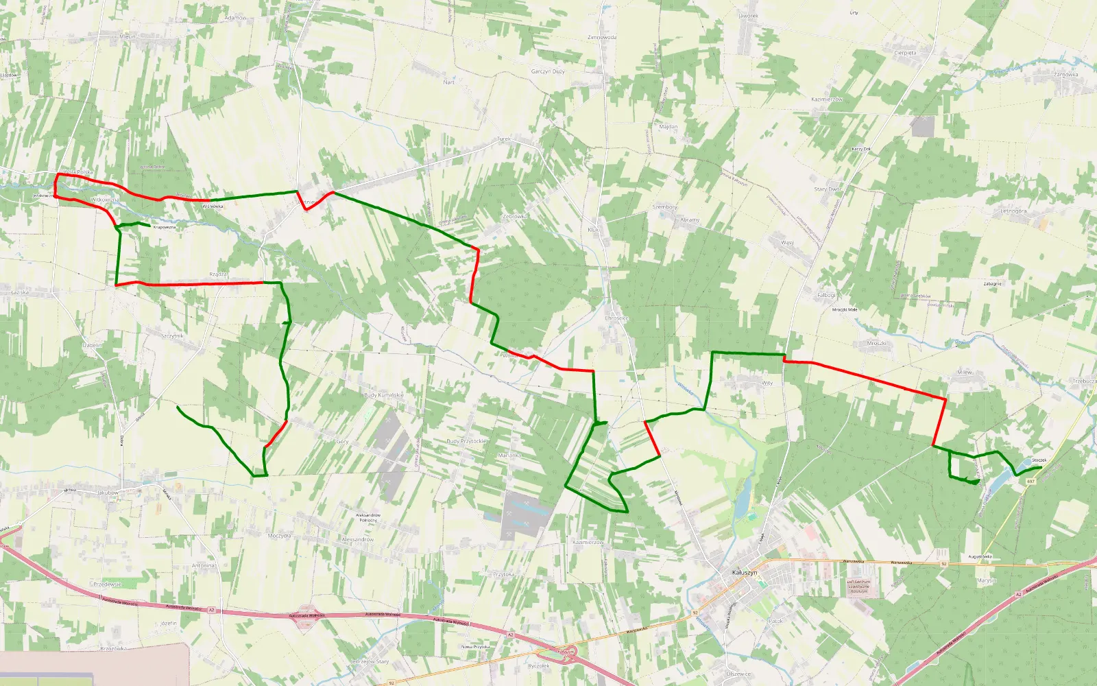 Mapa trasy Szczytnik - Trzcianka - 35 km trasy offroad, Powiat Miński