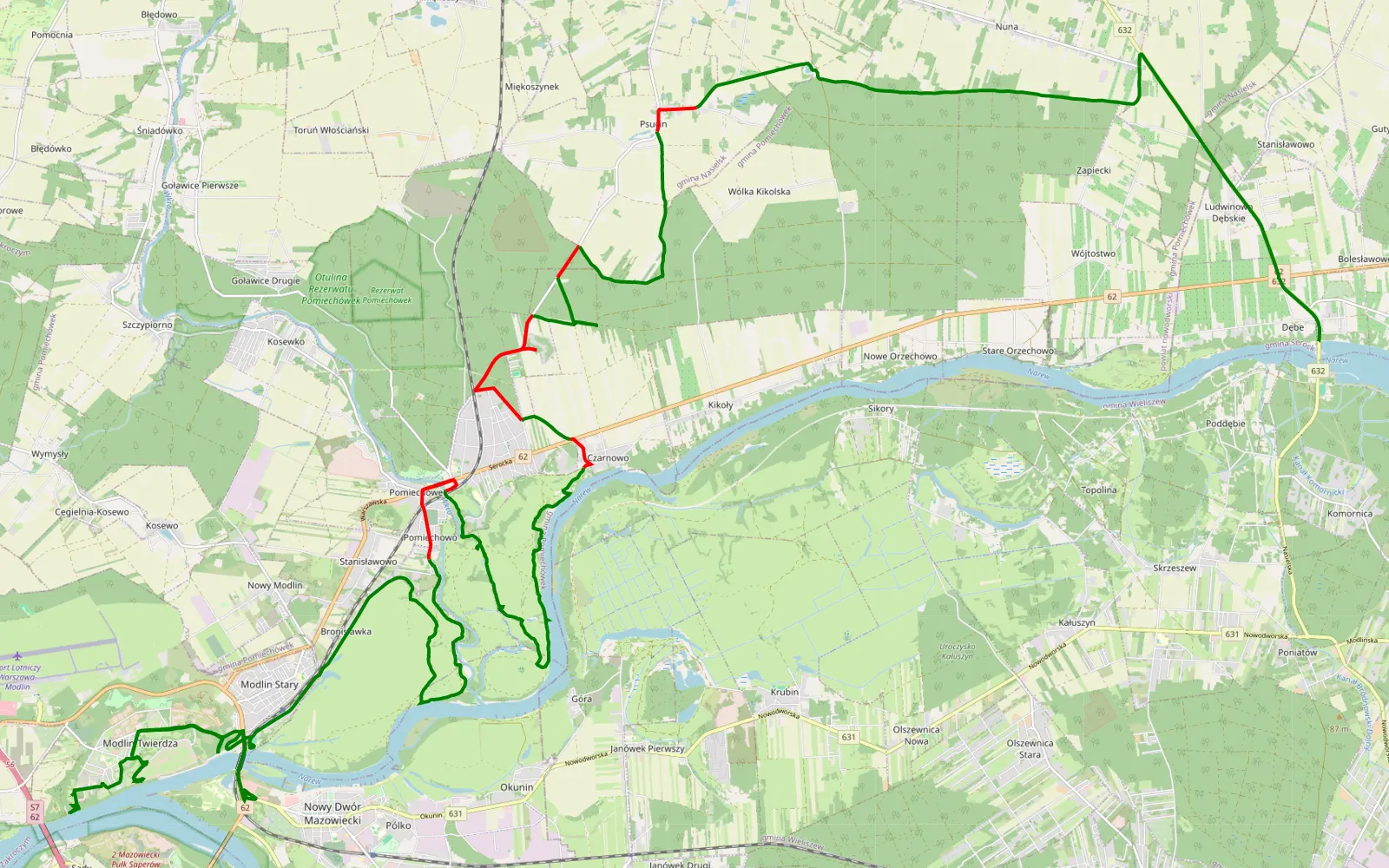Mapa trasy 2021.05.08 - Narwiańcy 4x4 - 32.8 km trasy offroad, Powiat Nowodworski