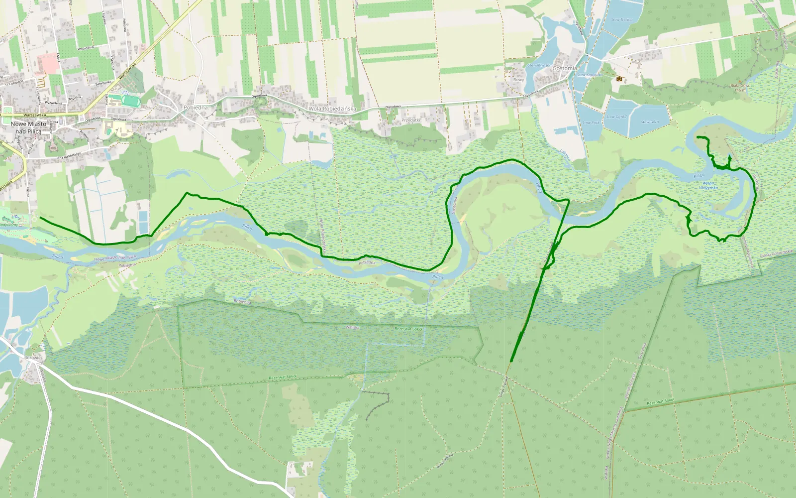 Map of Borowiec - Gostomia - nad Pilicą - 12.2 km offroad trail, Grójec County