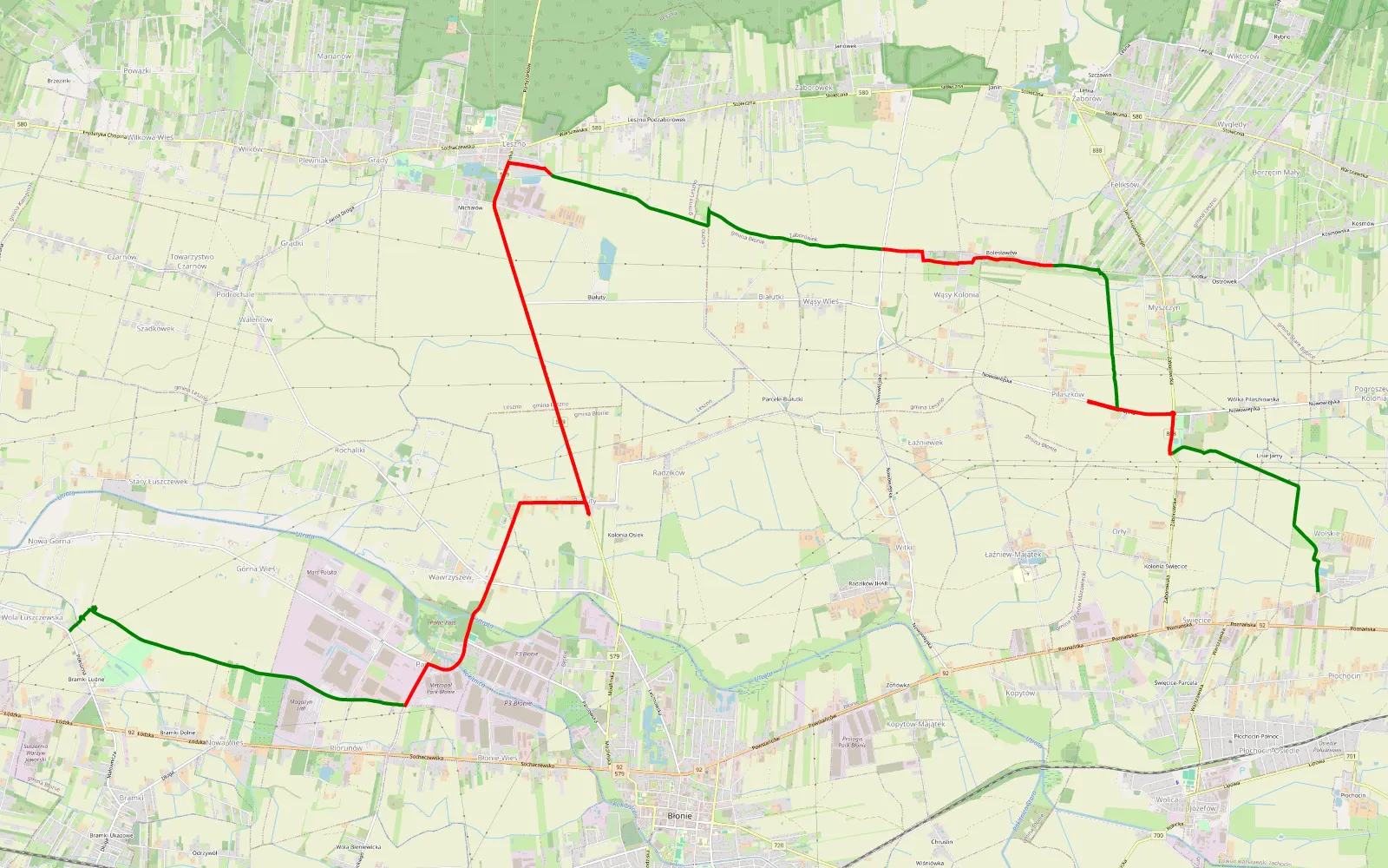 Map of Wolskie - Marysinek - 23.5 km offroad trail, Warsaw West County
