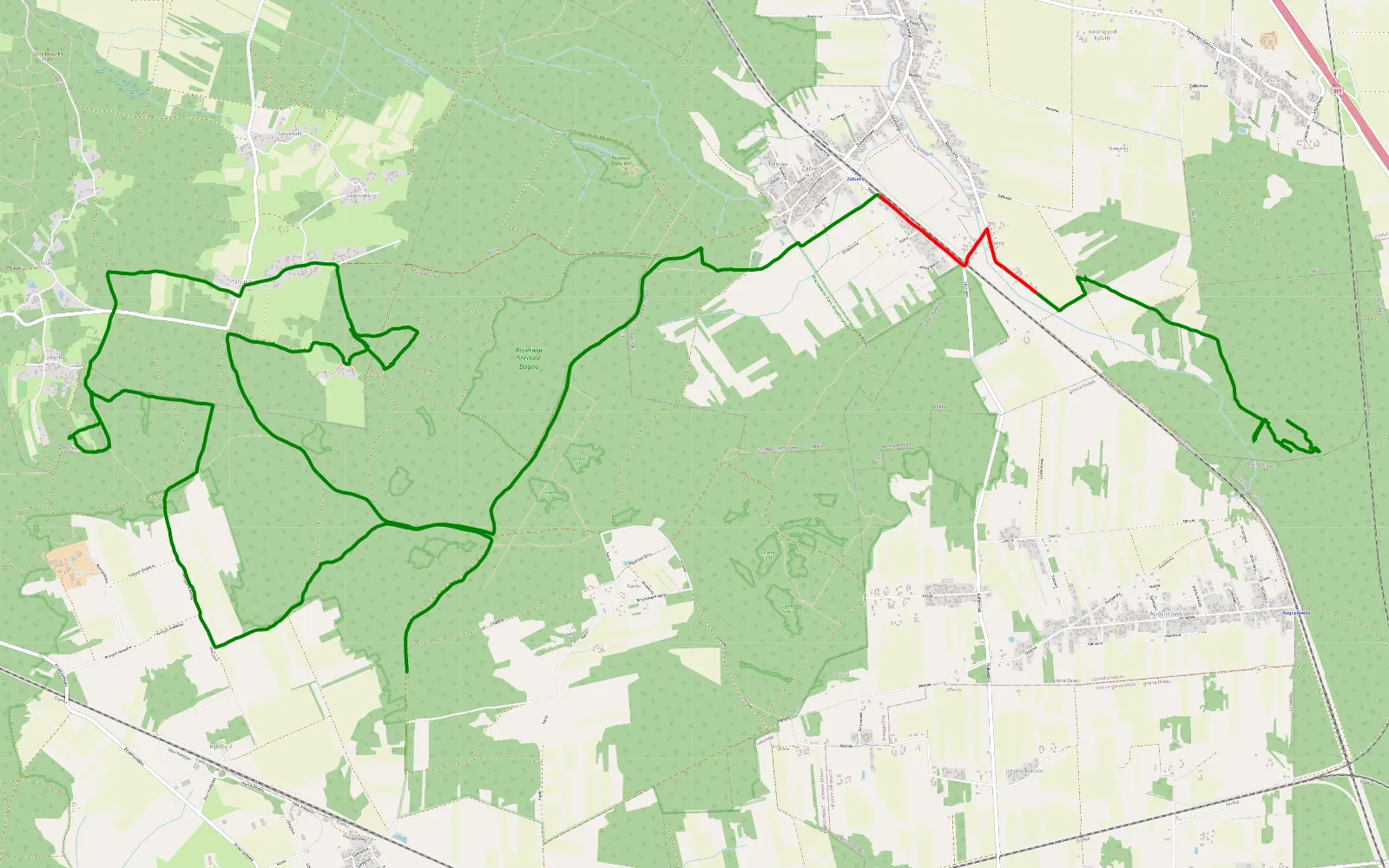 Map of Osieck - Augustówka - 23.8 km offroad trail, Otwock County