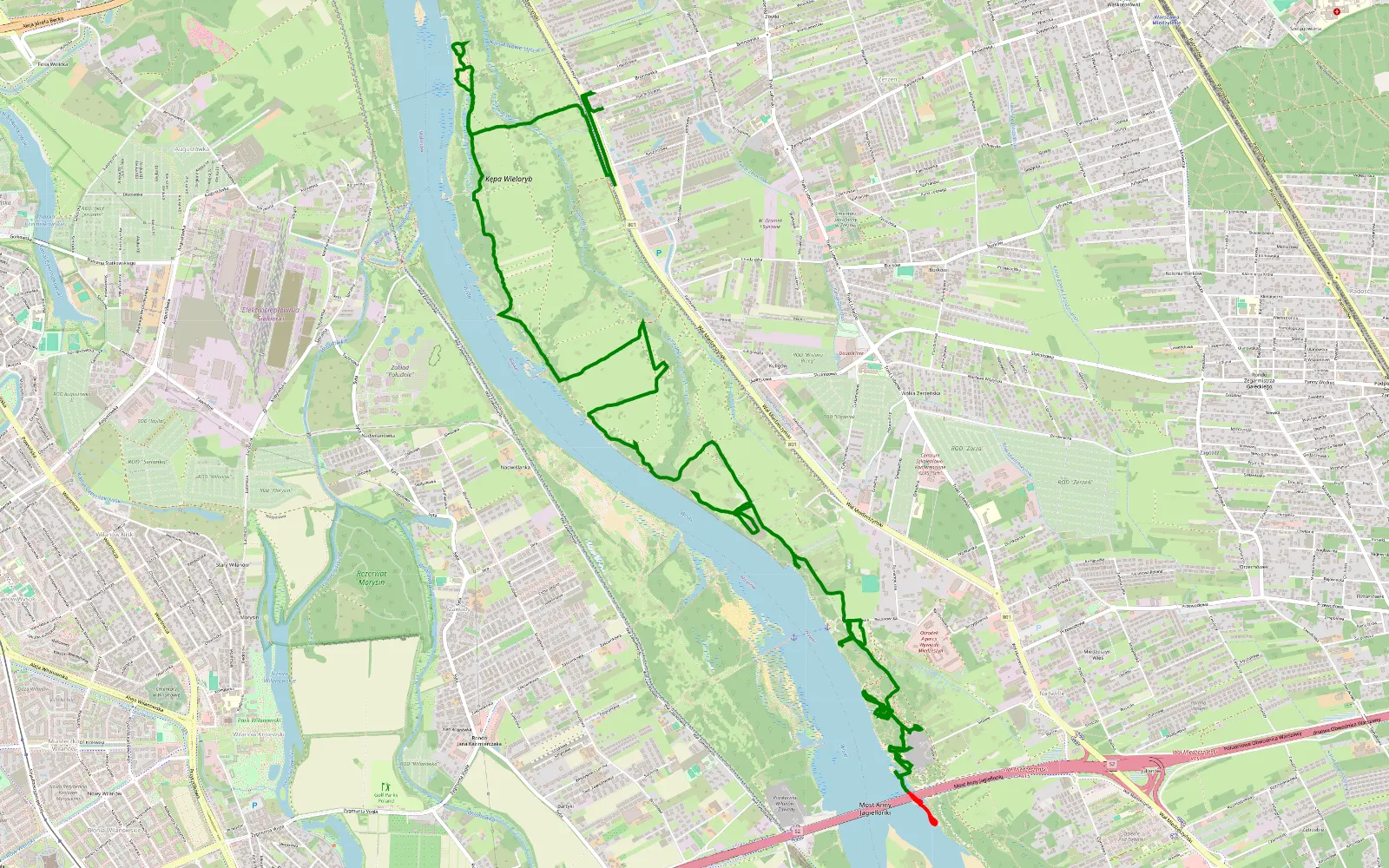 Map of Zbytki - 14.8 km offroad trail, Warsaw