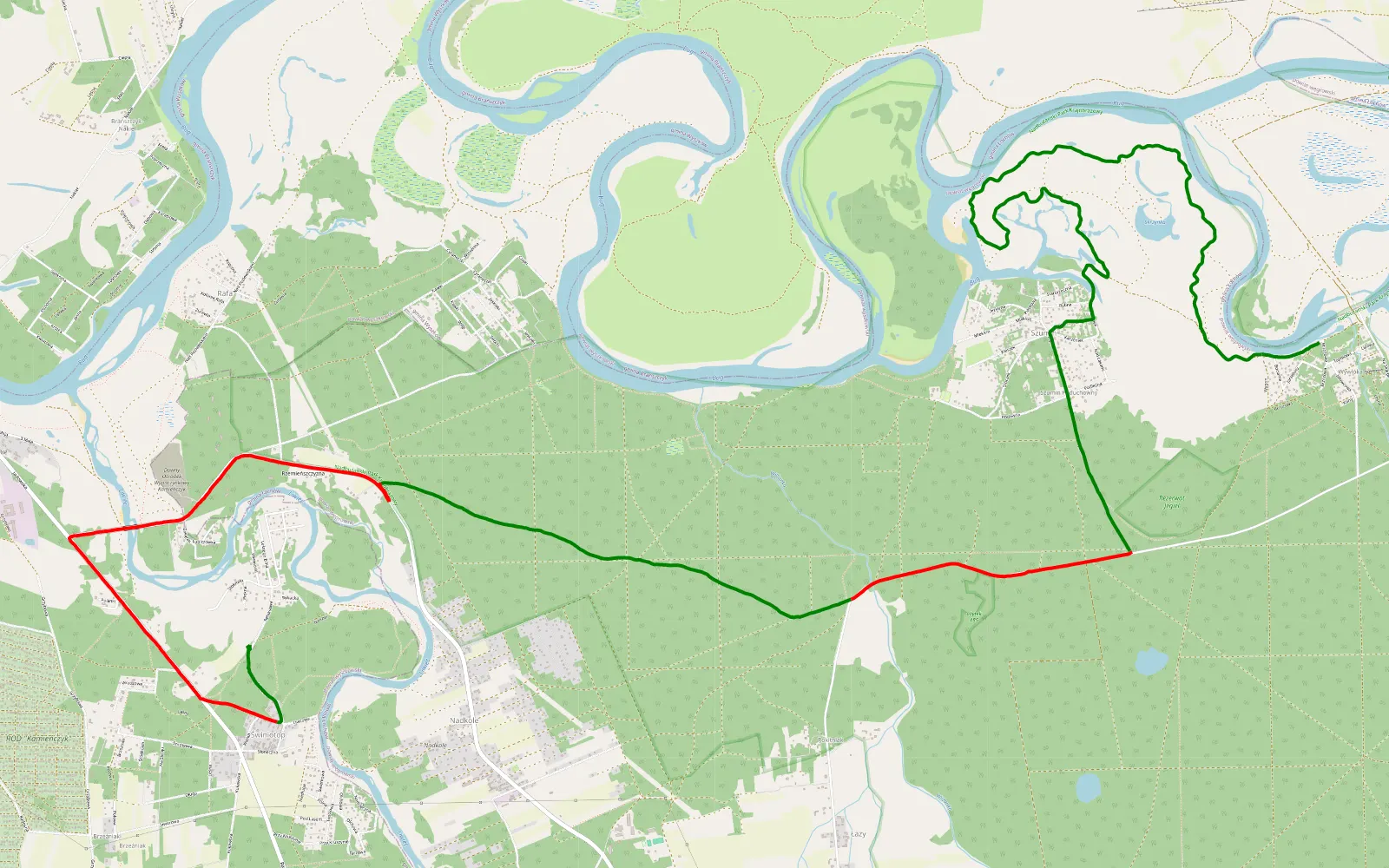 Map of Okolice Wywłoki - 15.2 km offroad trail, Węgrów County