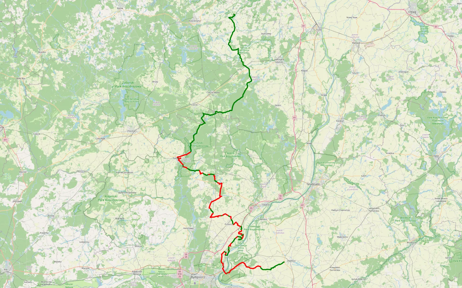 Map of Kończewice - Szumles Szlachecki - 148.6 km offroad trail, Świecie County
