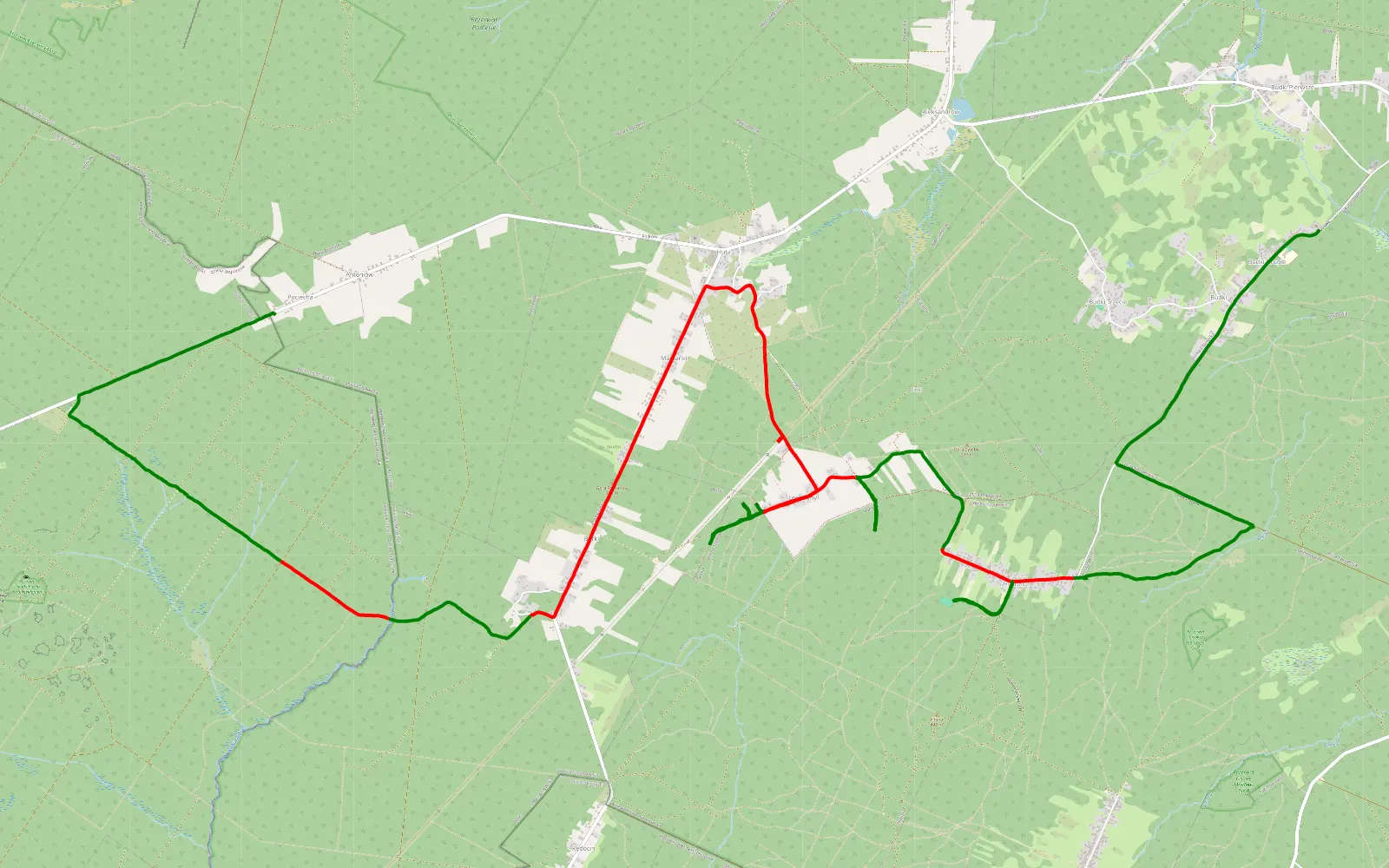 Map of szydłowiec - Antoniów - 16.8 km offroad trail, Szydłowiec County