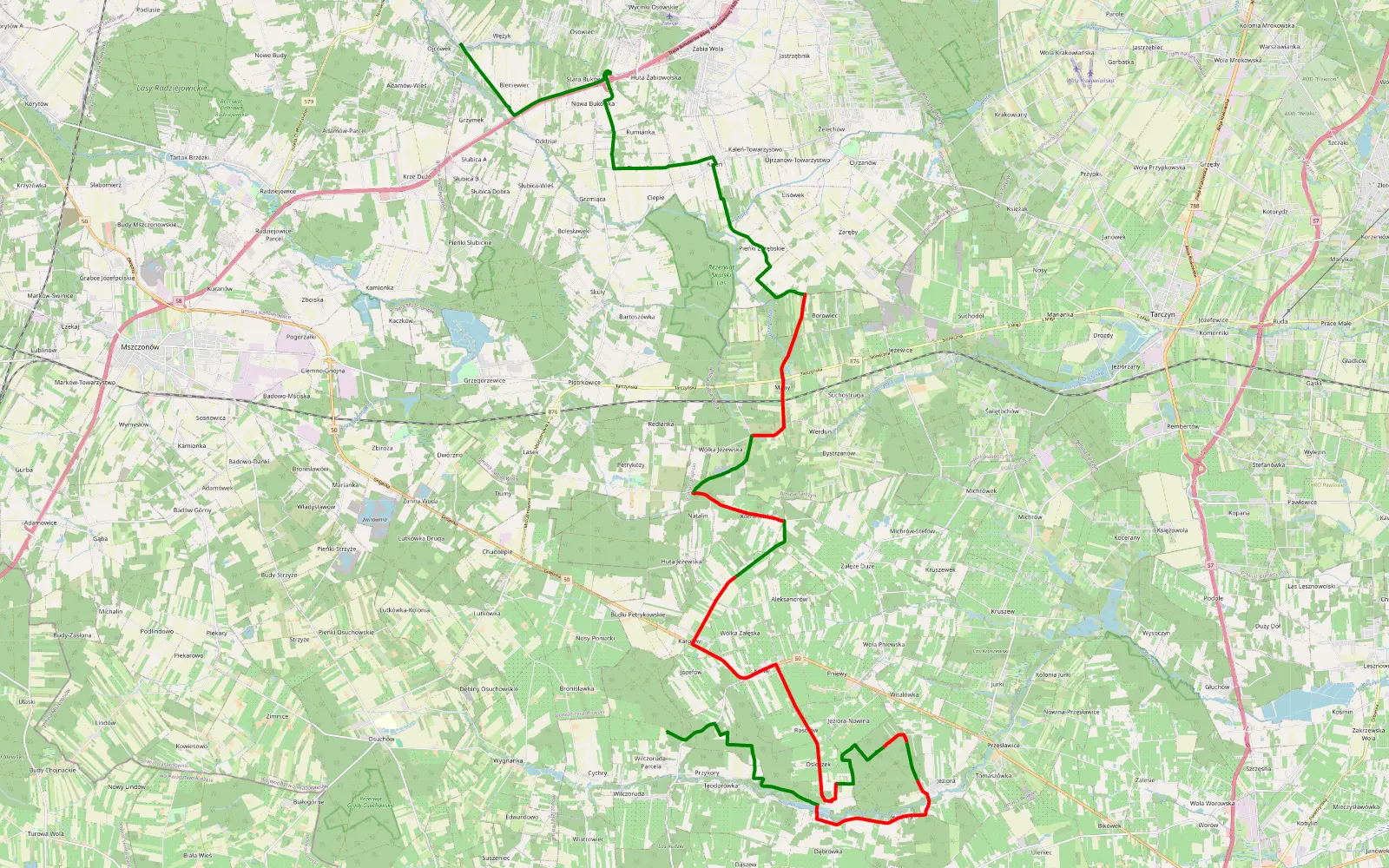 Map of Polatane - 29.9 km offroad trail, Grójec County