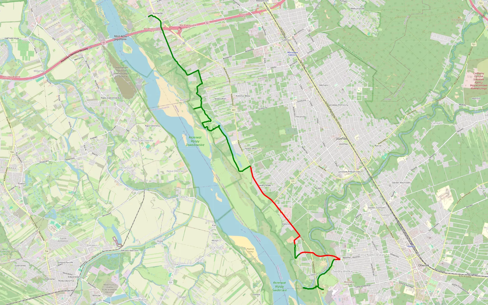 Map of Świder i okolice - 12.8 km offroad trail, Otwock County
