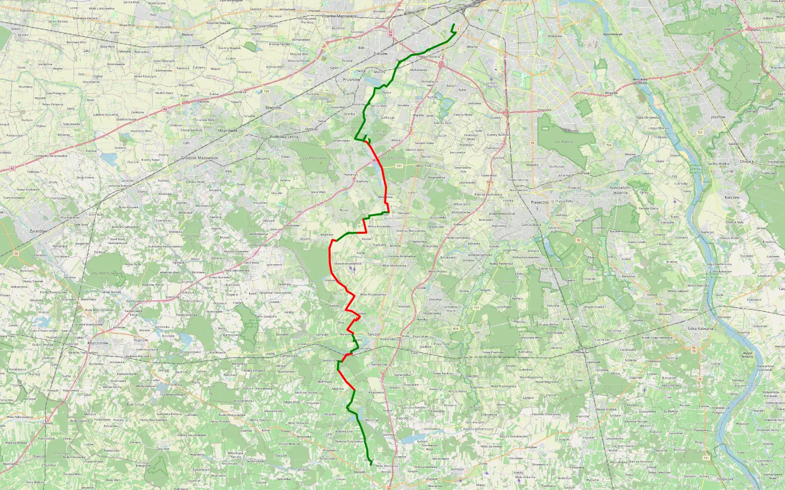 Map of Zalesie - Wiktoryn a omijamy Tarczyn - 38.3 km offroad trail, Pruszków County