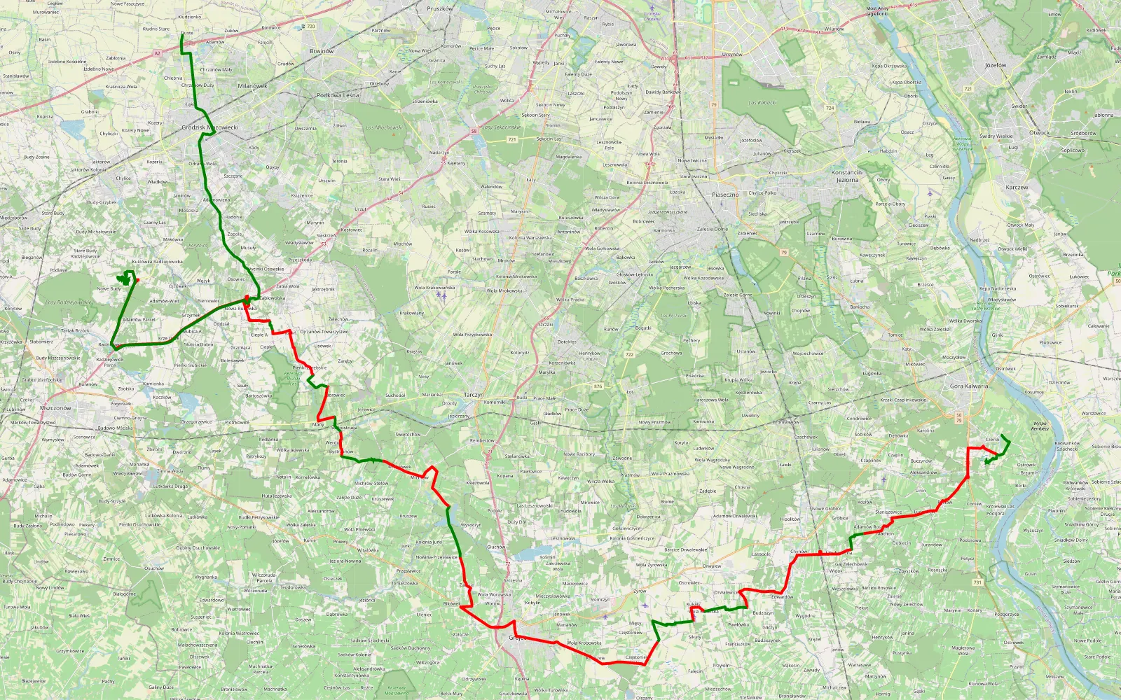 Map of Marek Piotrek Czersk - Kuklówka - Tłuste - 93.6 km offroad trail, Grójec County