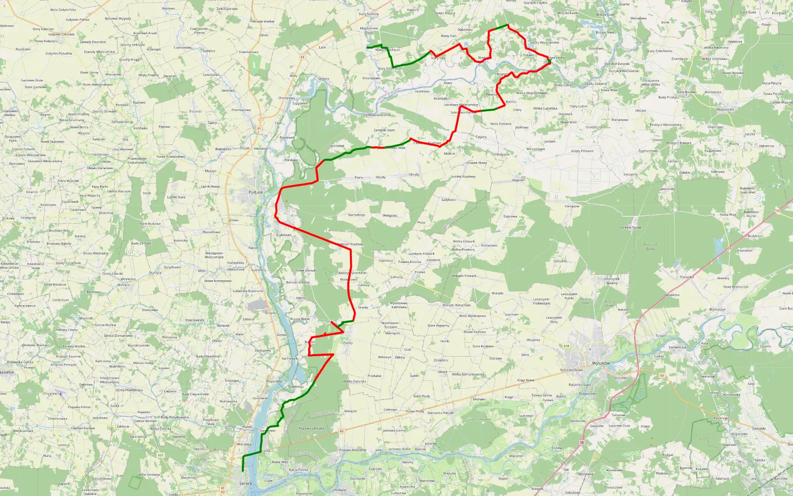 Mapa trasy BFG 9 - 72.5 km trasy offroad, Powiat Pułtuski