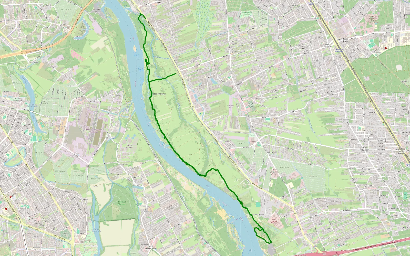 Mapa trasy Zbytki - Las - 14.2 km trasy offroad, Warszawa