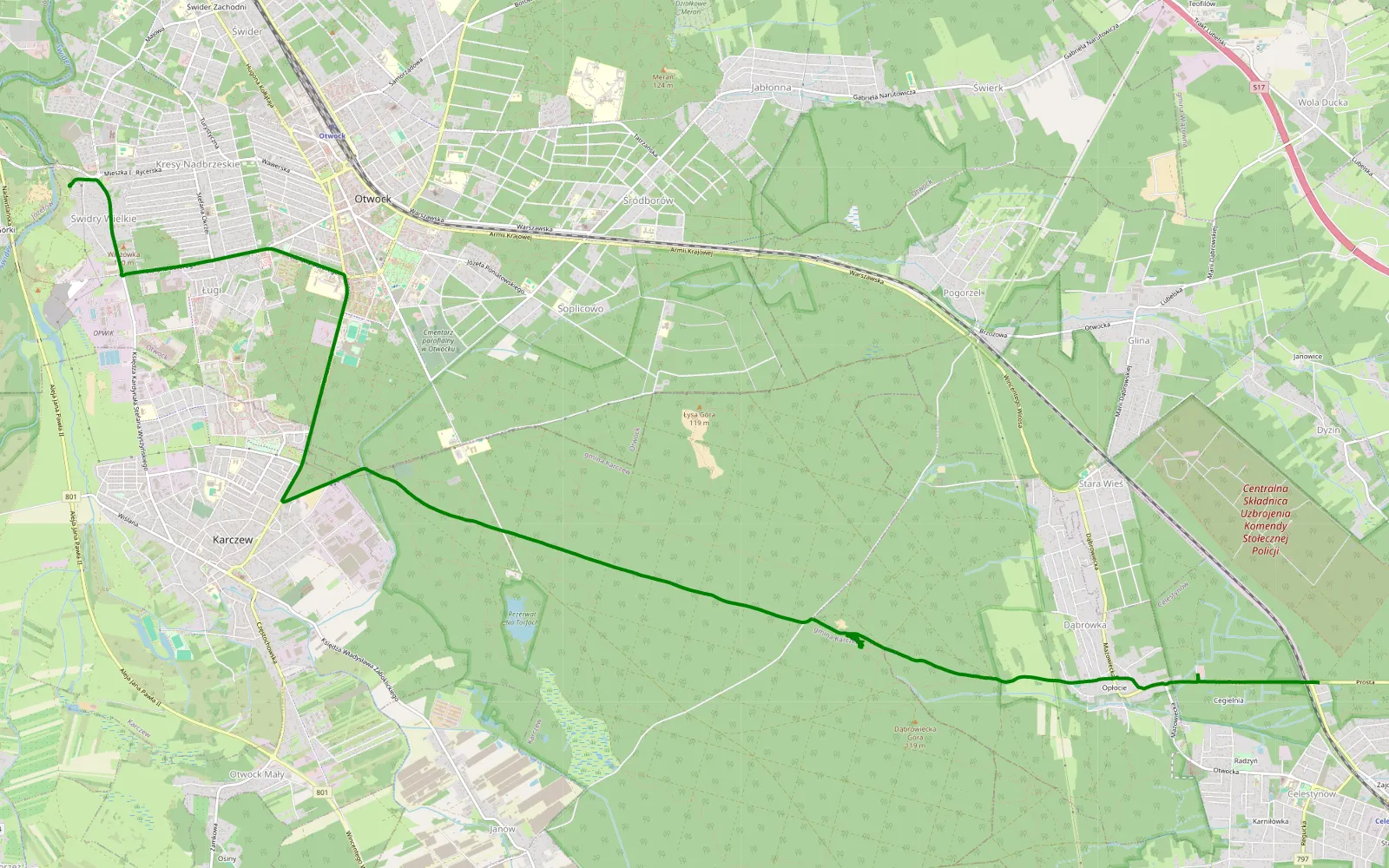 Map of Bunkry - 3.9 km offroad trail, Otwock County