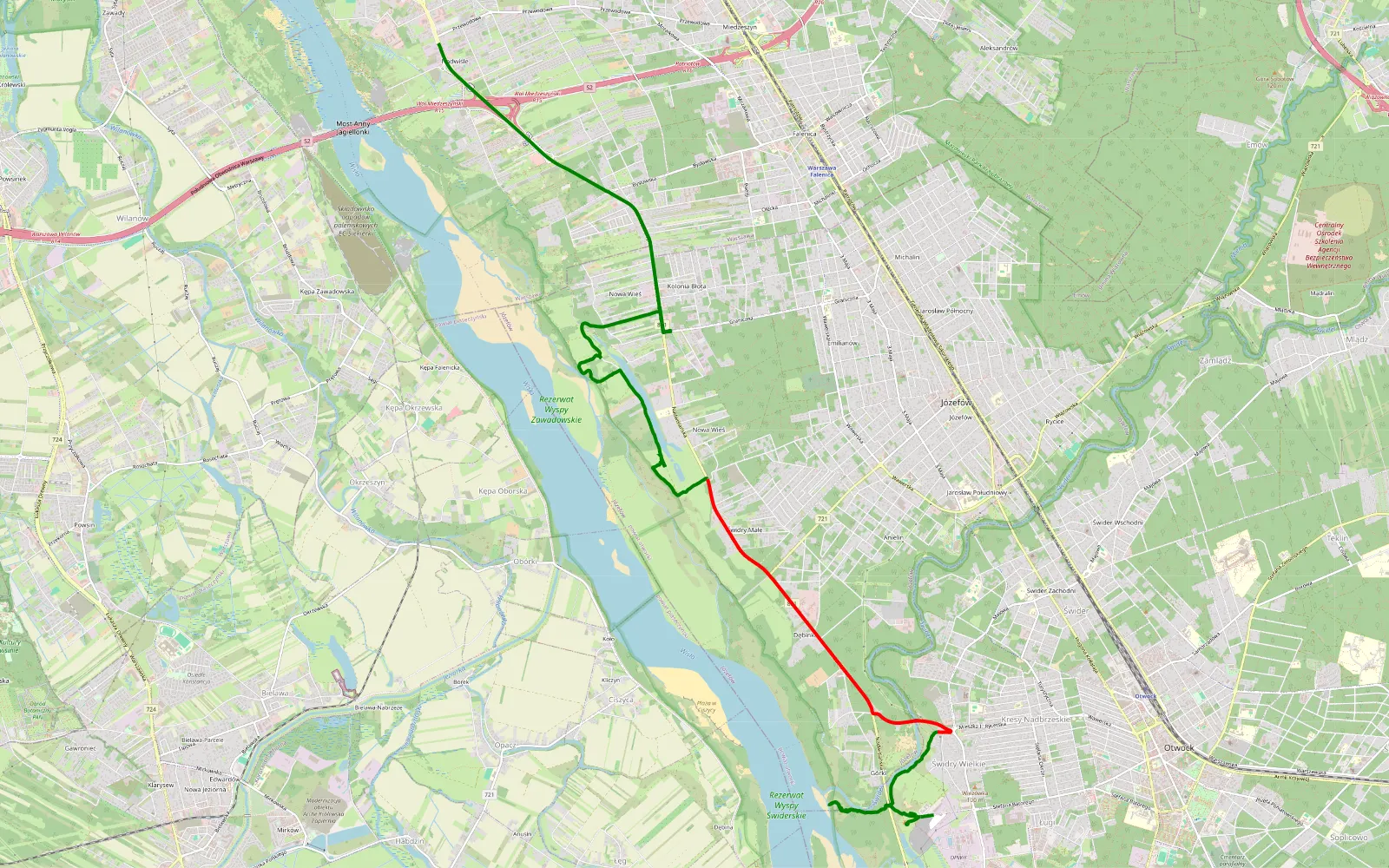 Mapa trasy Otwock nad Swidrem - 11.8 km trasy offroad, Powiat Otwocki