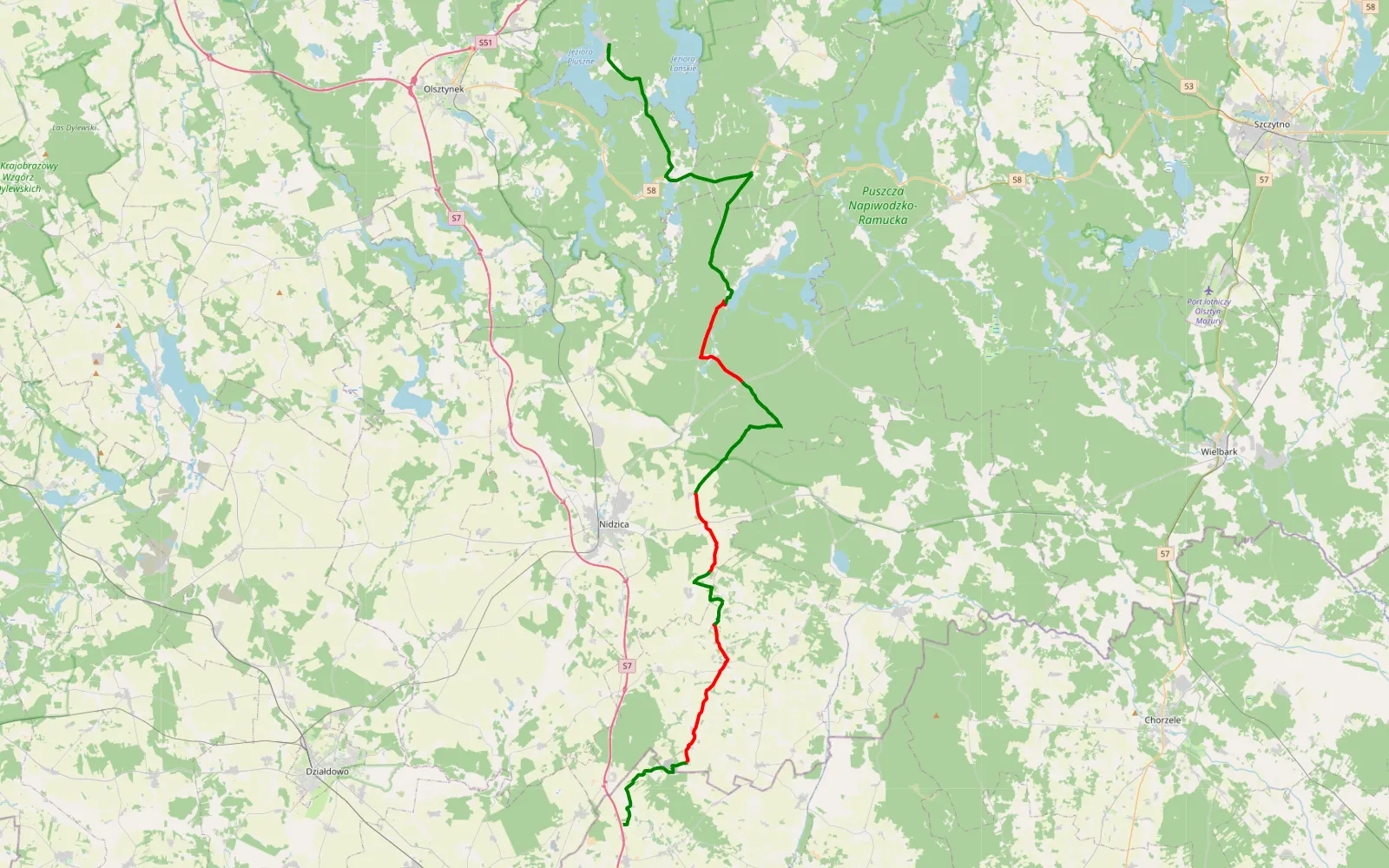Map of Pepłowo (za Mławą) - Pluski - 48.3 km offroad trail, Nidzica County