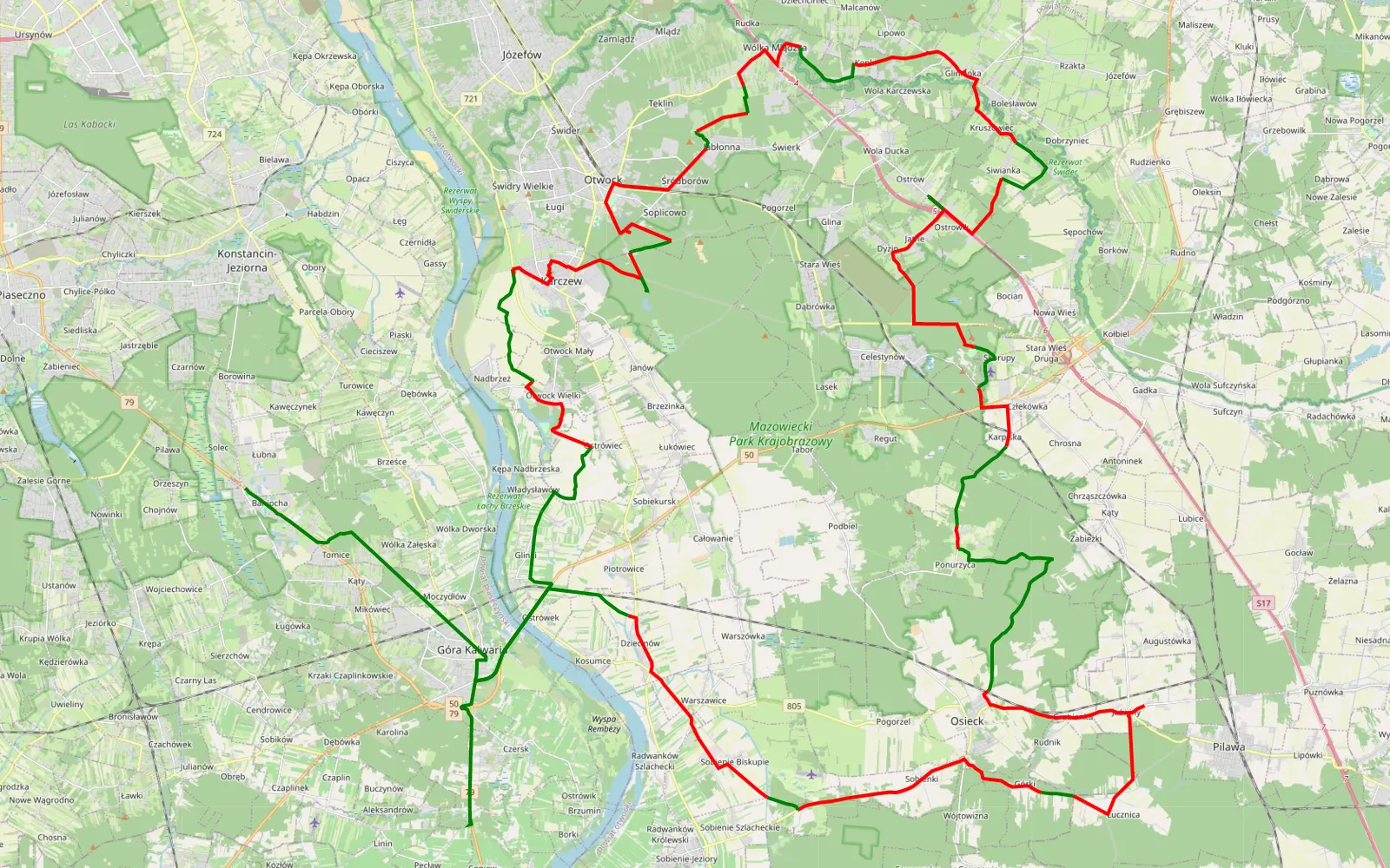 Map of Łubna - Coniew - 96.5 km offroad trail, Otwock County
