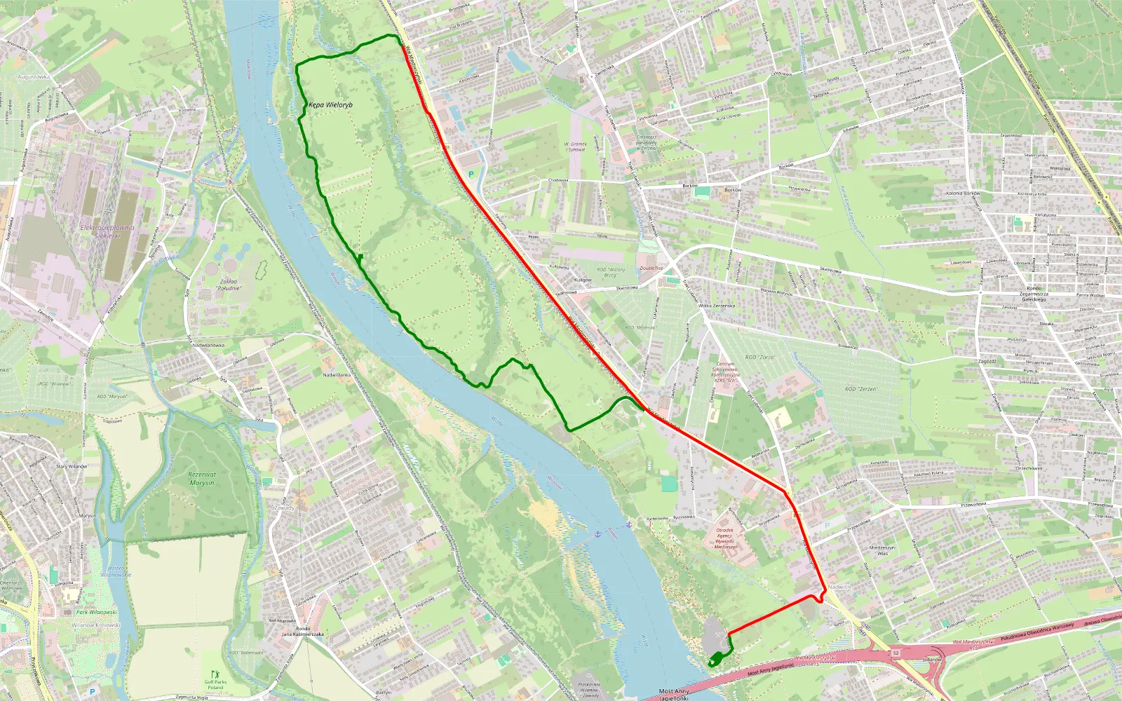 Mapa trasy Marek Piotrek wał Miedzeszyński - 10.9 km trasy offroad, Warszawa
