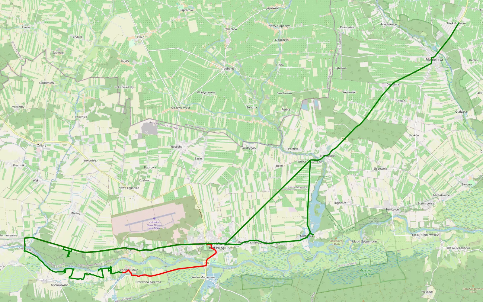 Map of Górki-Izabelin - Wał - 26.8 km offroad trail, Przysucha County