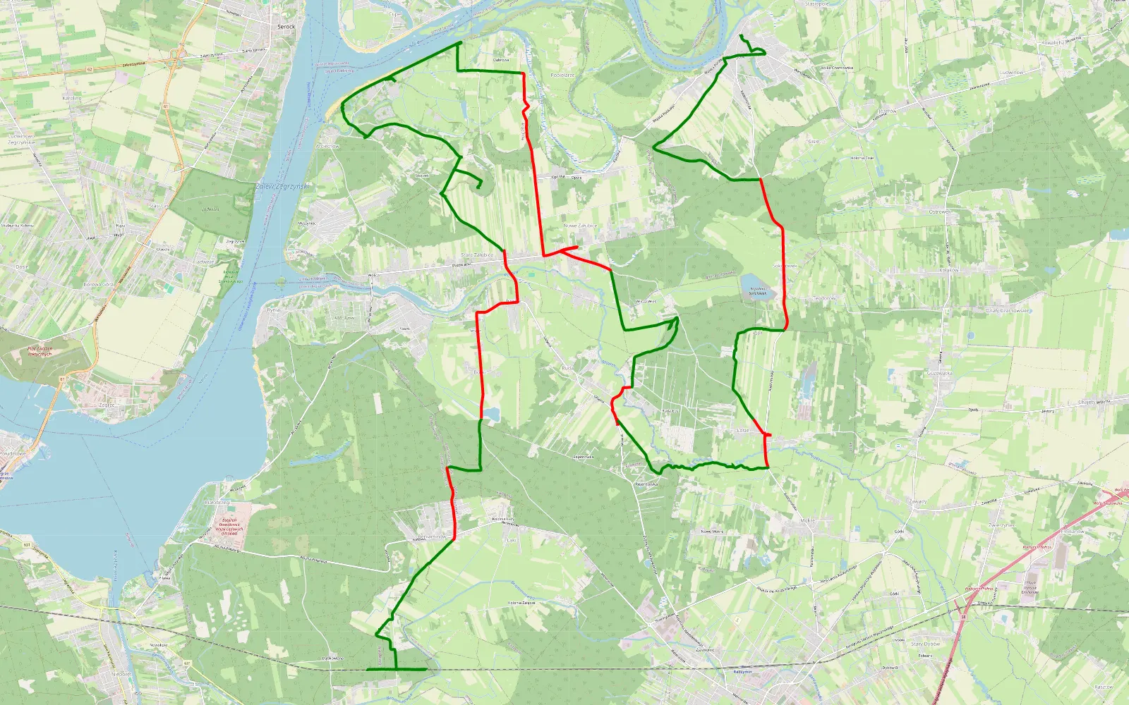 Mapa trasy Bez korków do Kuligowa - 41.1 km trasy offroad, Powiat Wołomiński