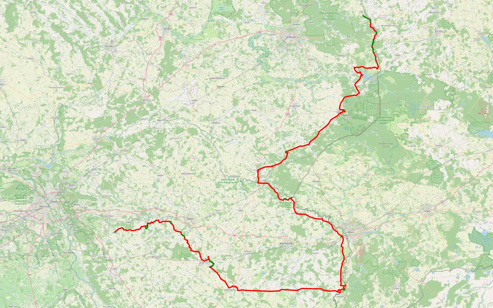 Map of Kołbiel - Krynki 2021 z Damianem — 489.7 km offroad trail, Biała Podlaska County