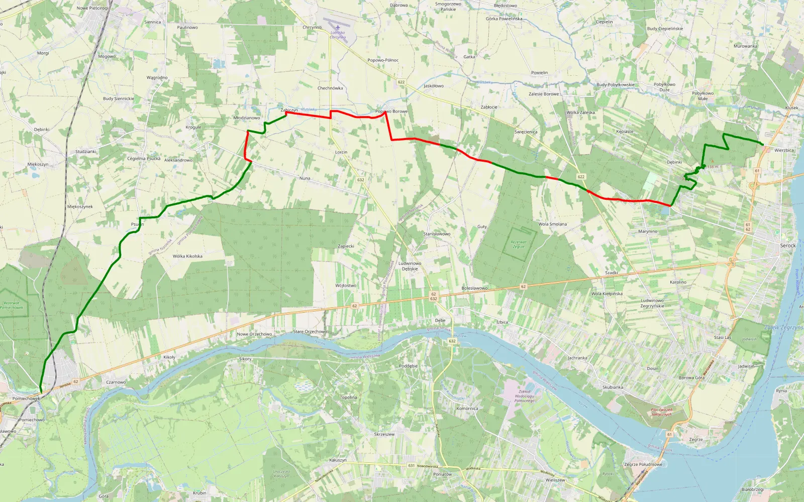 Mapa trasy 11 lis 2016 10:44:25 - 25.1 km trasy offroad, Powiat Nowodworski