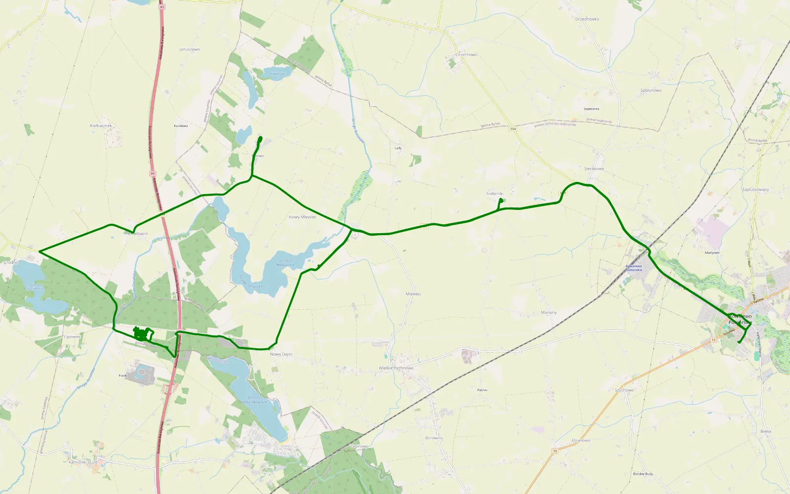 Mapa trasy Kamionki Wojtek - 10.1 km trasy offroad, Powiat Golubsko-dobrzyński