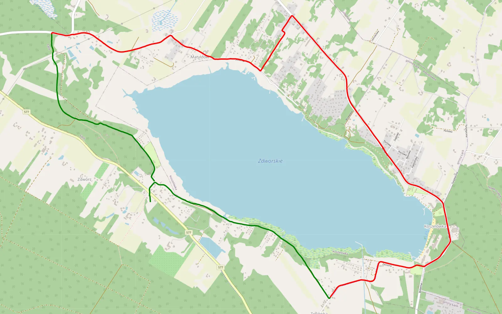 Map of Zdwórz - 10.9 km offroad trail, Płock County