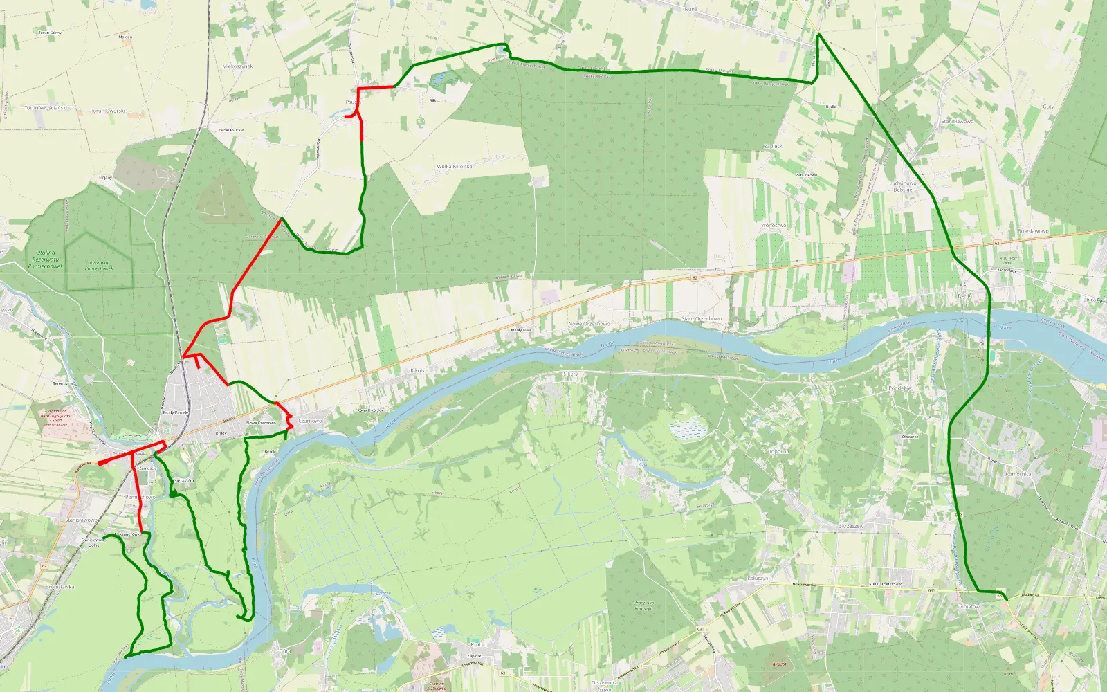 Map of Poniatów - Stanisławowo - 34.5 km offroad trail, Nowy Dwór Mazowiecki County