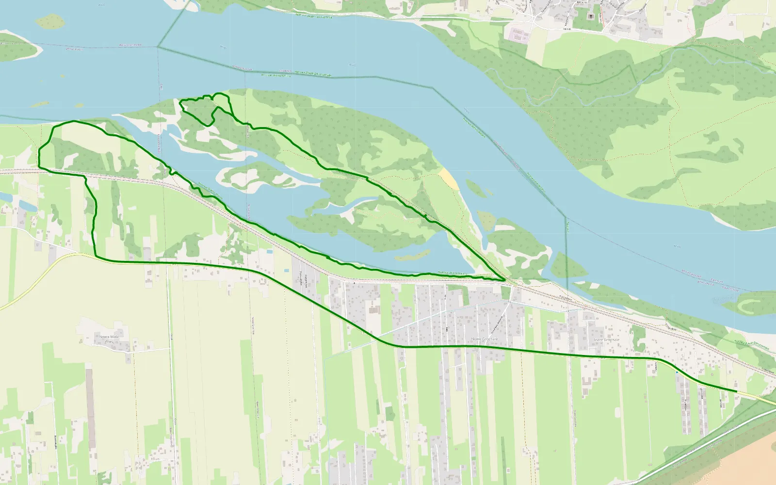 Mapa trasy Psi szlak - 7.1 km trasy offroad, Powiat Nowodworski