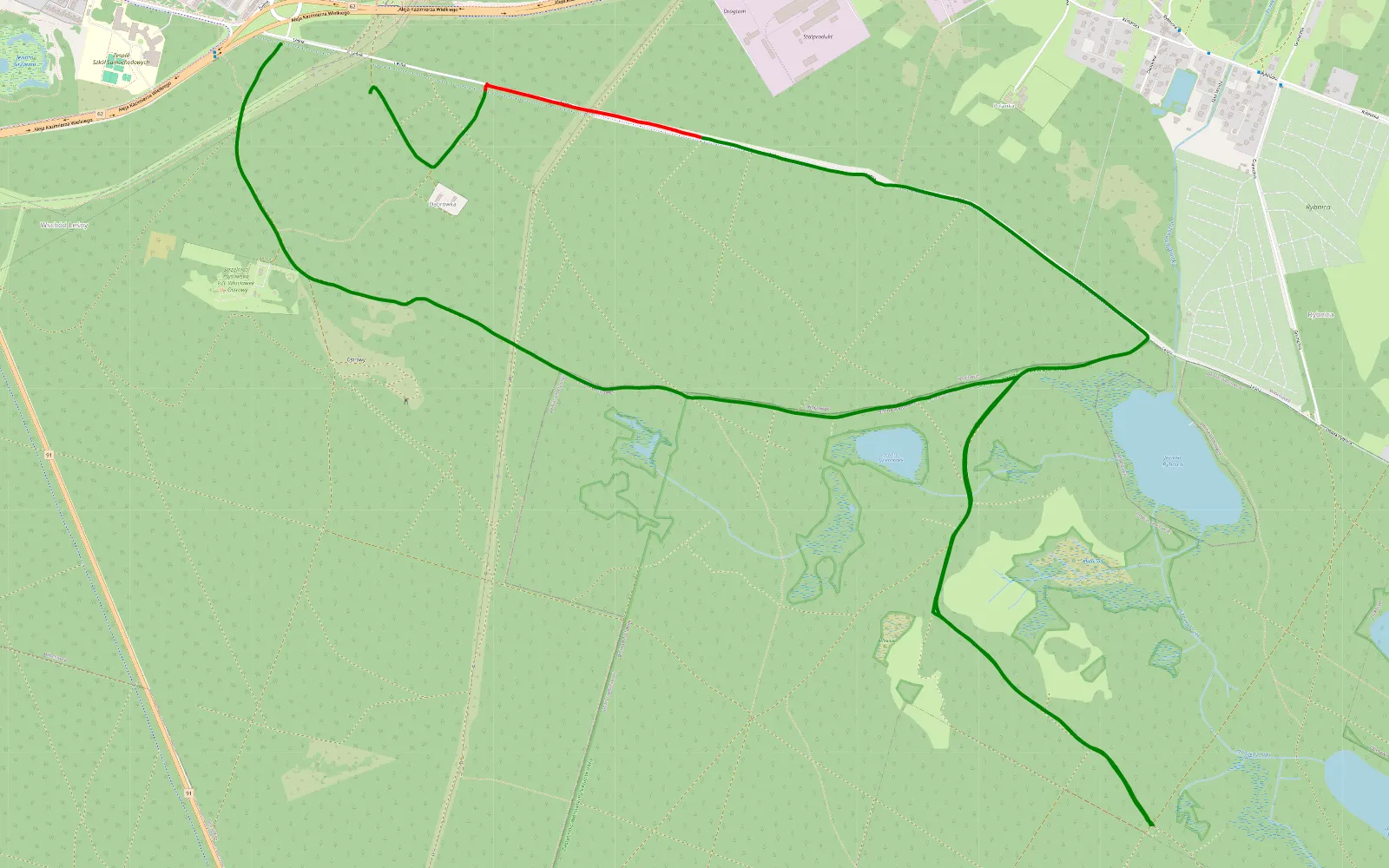 Mapa trasy Zabijaki - 9.9 km trasy offroad, Powiat Włocławski