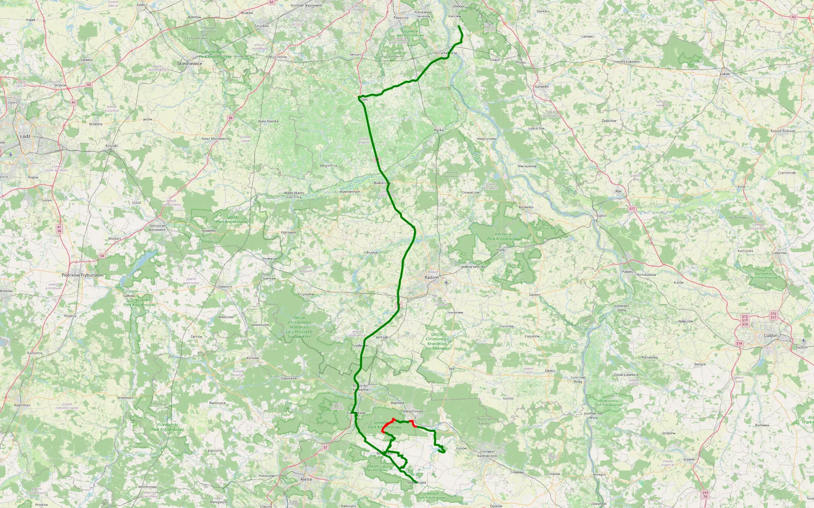 Map of Zalewy - 17.3 km offroad trail, Starachowice County