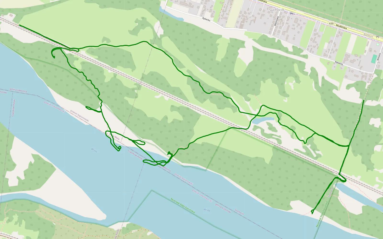 Mapa trasy Suchocin - 8.8 km trasy offroad, Powiat Legionowski