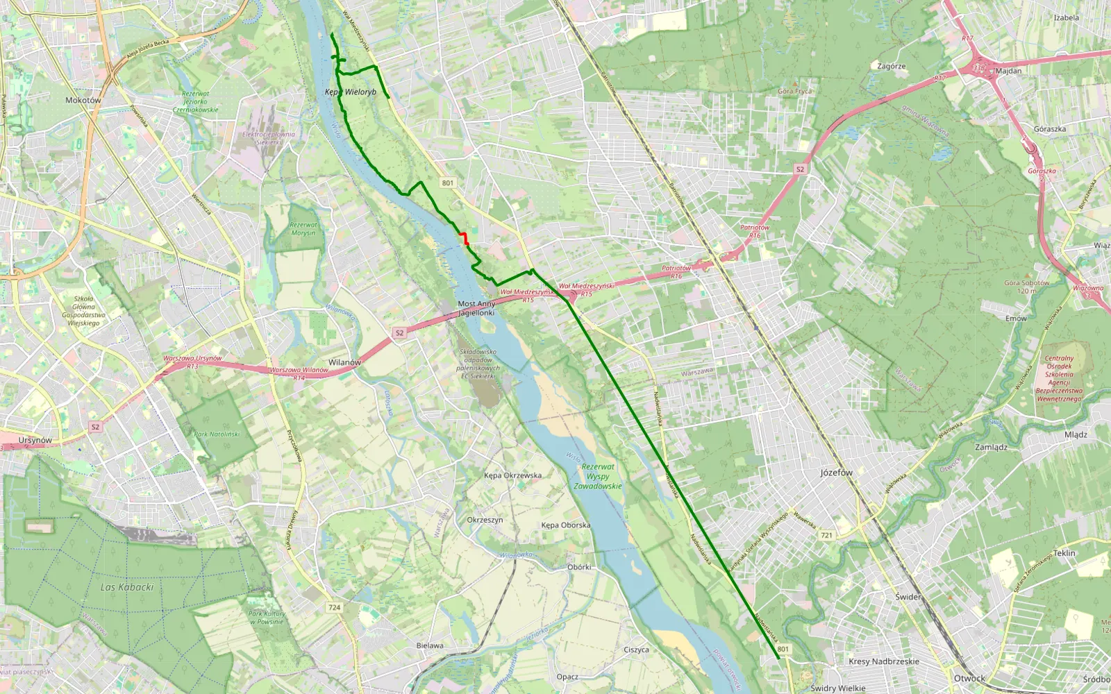 Map of Świdry Wielkie - Zbytki - 8.7 km offroad trail, Warsaw