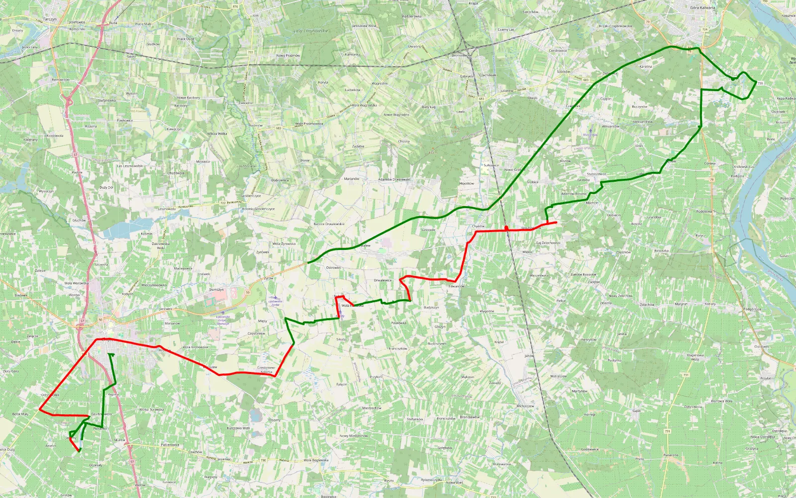 Map of Śladem wierzb 12.0 1/2 - 38.8 km offroad trail, Grójec County