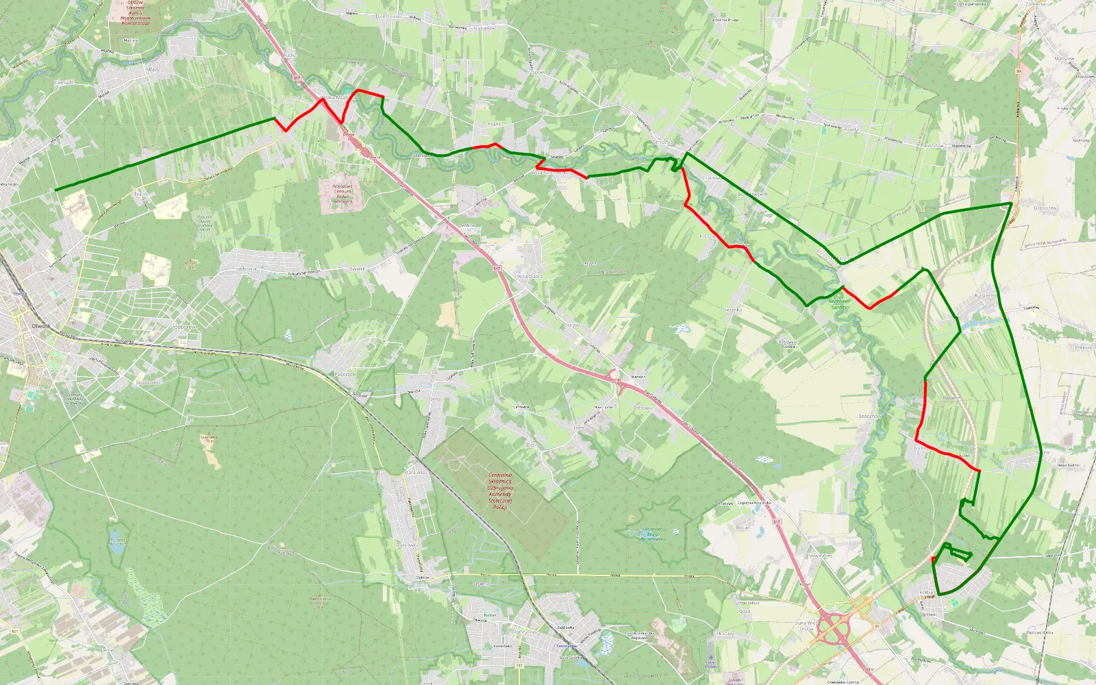 Map of Śladem Wierzb - krótka - 28.9 km offroad trail, Otwock County