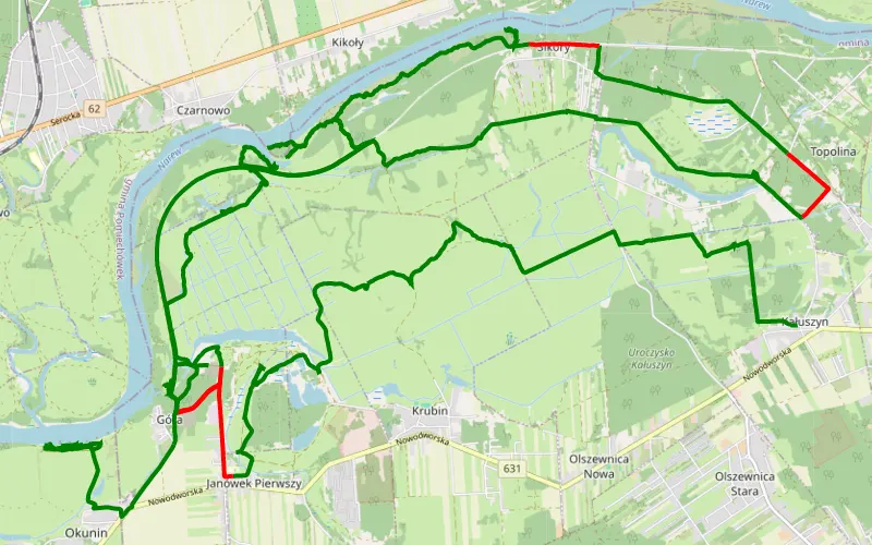 Kałuszyn - Okunin. Narew. Kręto, błoto, pięknie.