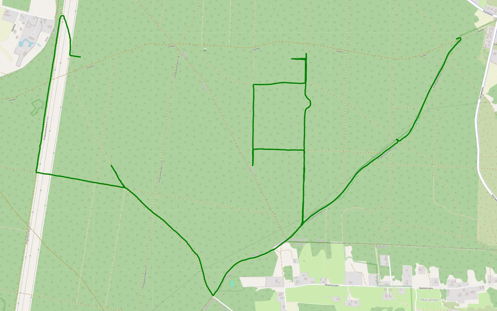 Mapa trasy Jarużyn - Niwy - 8.6 km trasy offroad, Powiat Bydgoski