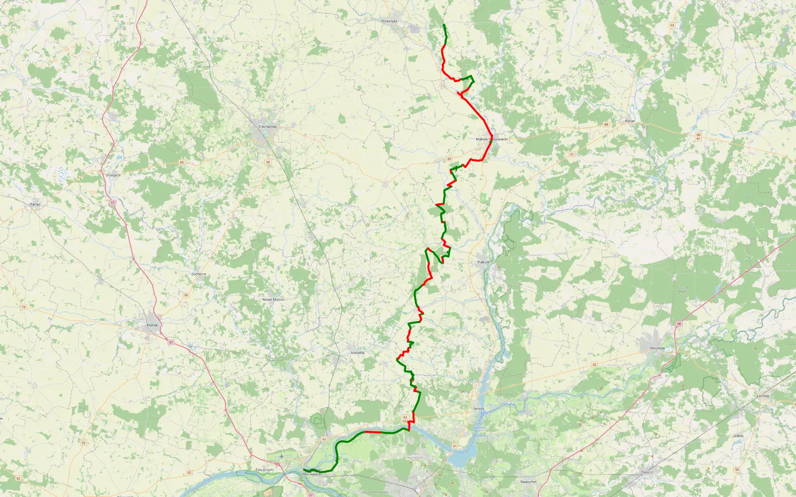 Mapa trasy Boci - 112.1 km trasy offroad, Powiat Pułtuski
